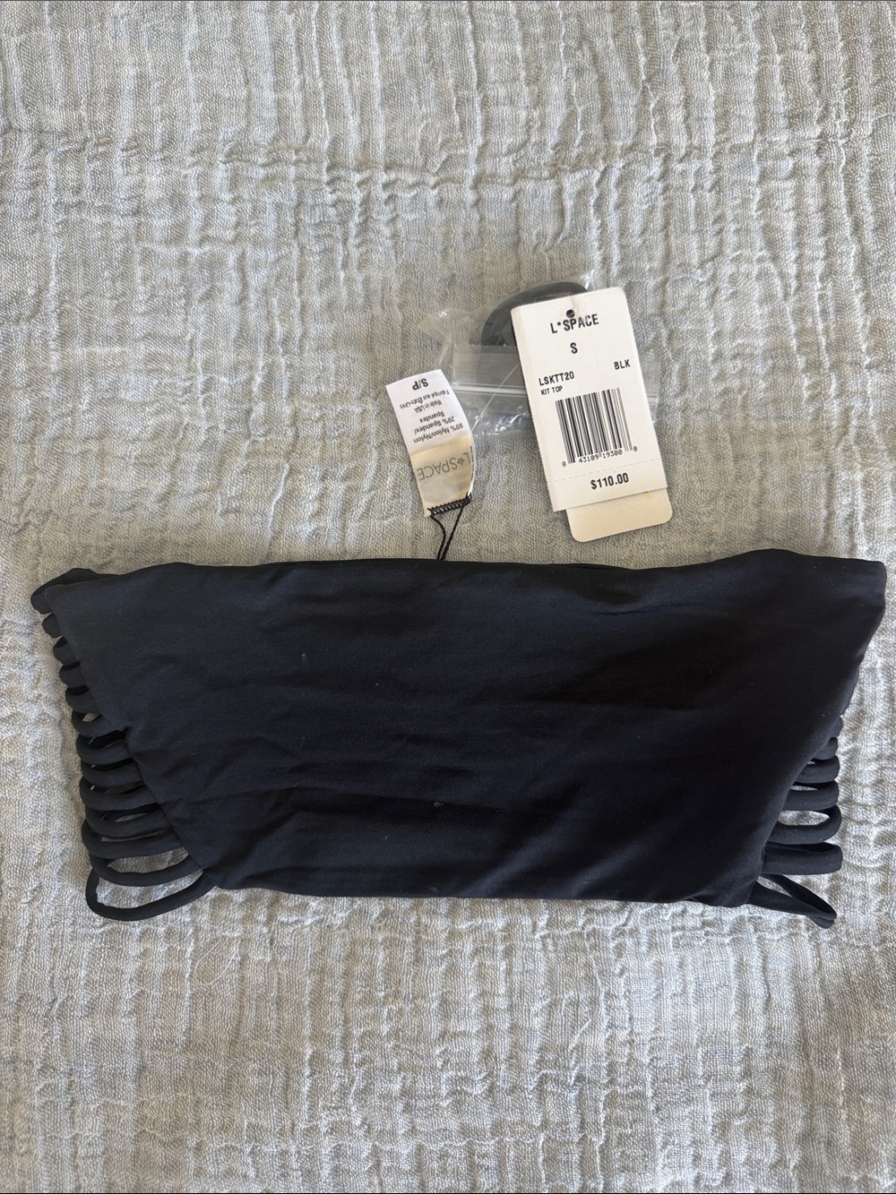 l*space Black Strapless Ladder-Side Bikini Top